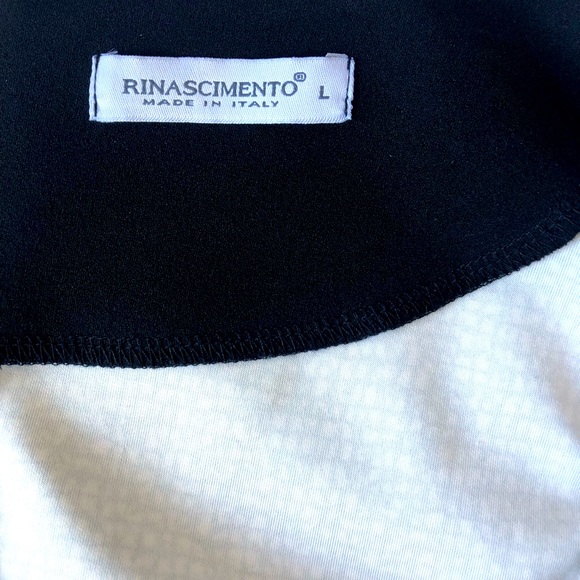 Rinascimento Designer dress in black and white with red panel down front size L - Picture 2 of 3